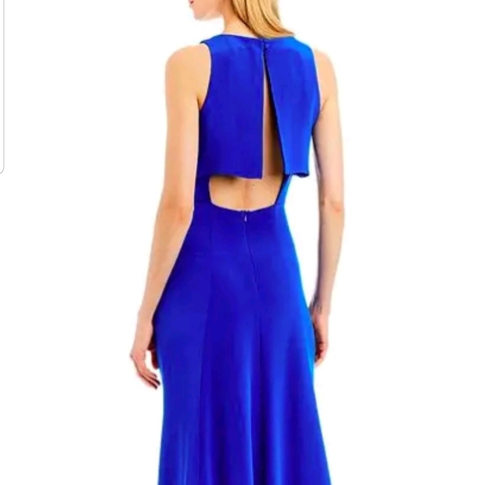 NWT Nicole Miller blue popover backless dress sz10